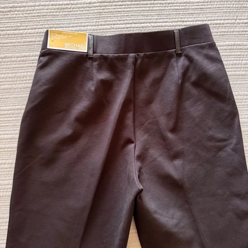 NWT Michael Kors Women's Black Straight Ankle  Pants Gold Zip Accents Size S - Picture 9 of 13